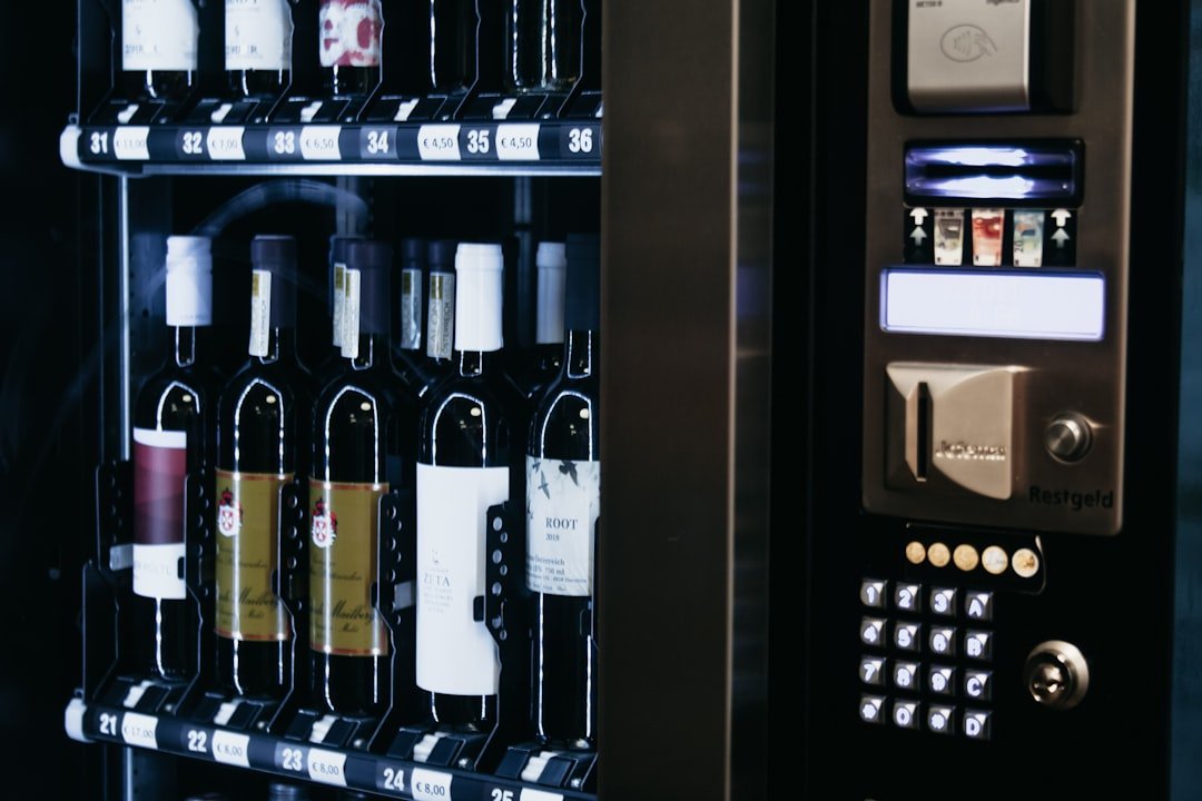 X Money digital payments app - A vending machine with many bottles of wine