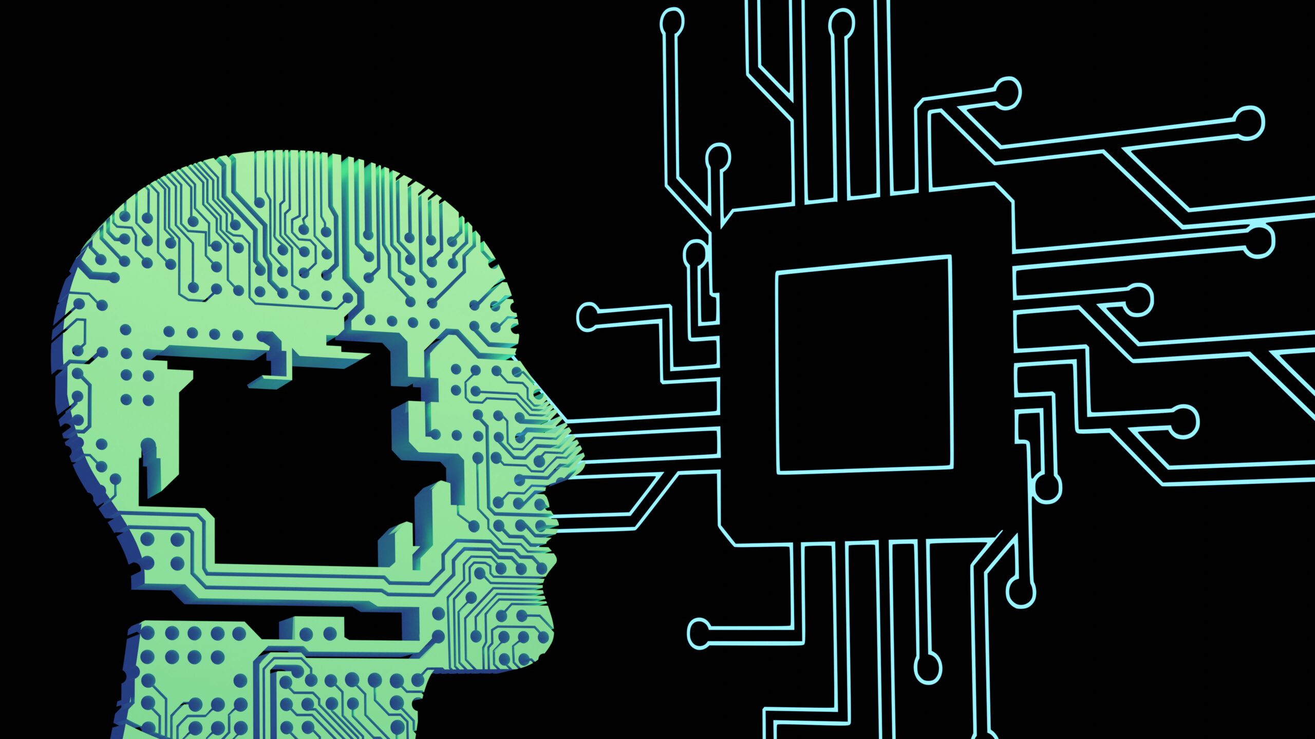 Circuit-board human profile and chip illustrate AI safety policy maturity moving from IT into executive board agenda.