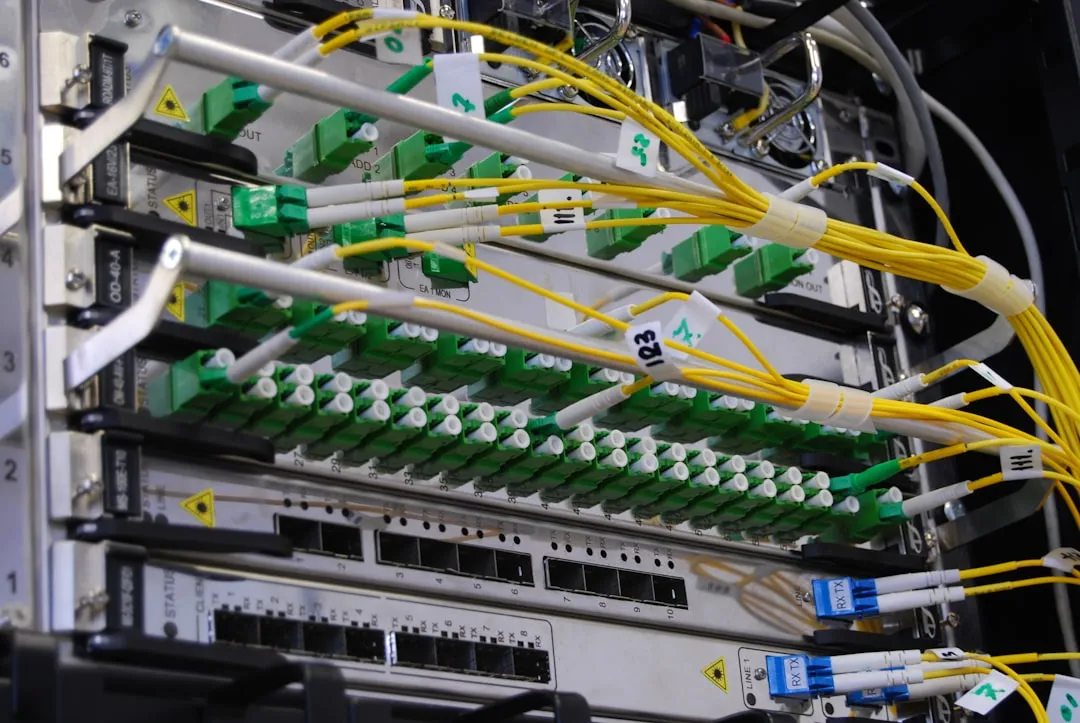 Fiber optic cables close-up