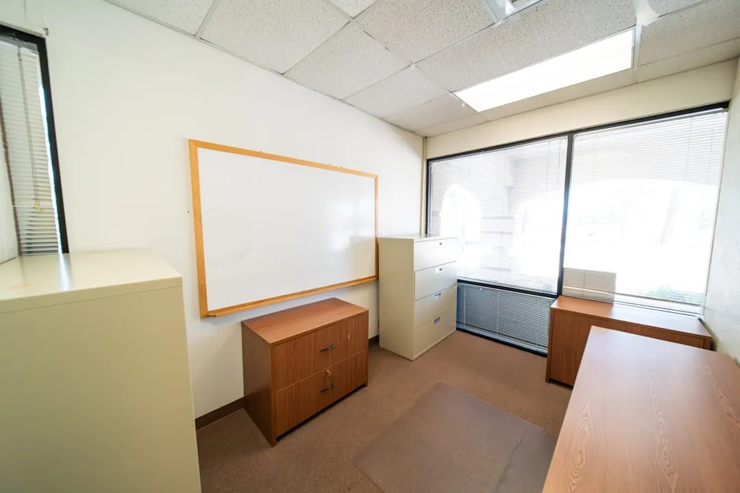 Empty corporate office in the age of AI transformation