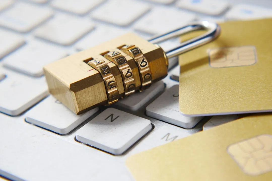 A golden padlock on a keyboard symbolizing encryption security in the quantum threat era